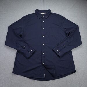 Poncho Shirt Mens XL Navy Slim Fit Stretch Long Sleeve Fishing Preppy